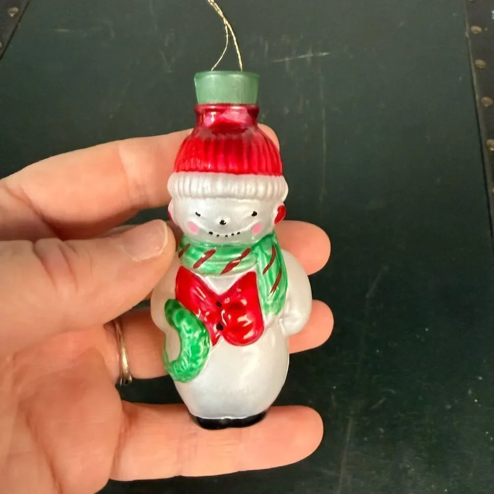 Vintage Avon Glass Light Cover SNOWMAN Miniature Lights Ornament